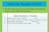 Warm Up: Tuesday 11/9/13