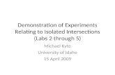 Demonstration of Experiments Relating to Isolated Intersections (Labs 2 through 5)