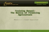 Training Manual: The Basics of Financing Agriculture