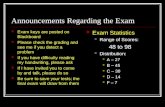 Announcements Regarding the Exam