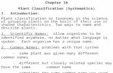 Chapter 16 Plant Classification (Systematics) I.  Introduction: