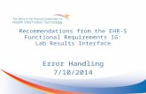 Recommendations from the EHR-S  Functional Requirements IG:  Lab Results Interface