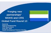 “Forging new partnerships”  MOHS and  CRS Global Fund Round 10