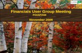 Financials User Group Meeting PO/AP/AM     November 2005