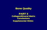 Bone Quality PART 3 Collagen/Mineral Matrix Conclusions Supplemental Slides