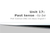 Unit 17:  Past tense  –to be