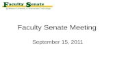 Faculty Senate Meeting  September 15, 2011