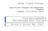 Rhode Island College Certificate Program for Nonprofit Studies Summer Institute 2013