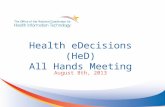 Health eDecisions (HeD) All Hands Meeting