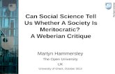 Can Social Science Tell Us Whether A Society Is Meritocratic?  A Weberian Critique