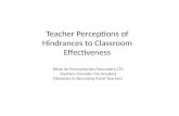 Teacher Perceptions of Hindrances to Classroom Effectiveness