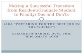 Making a Successful Transition from Resident/Graduate Student to Faculty: Dos and Don'ts