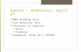 Agenda – Wednesday, April 2 nd