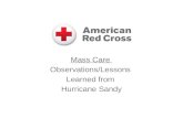 Mass Care  Observations/Lessons  Learned from  Hurricane Sandy