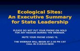 Ecological Sites: A n  Executive Summary for State Leadership