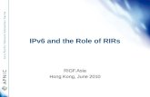 IPv6 and the Role of  RIRs