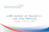 esMD Author of Record L1 Use Case Meeting