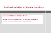 Optimal solution of binary problems