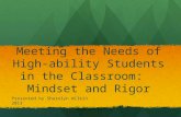 Meeting the  N eeds of High-ability  S tudents in the Classroom:   Mindset and Rigor