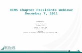 RIMS Chapter Presidents Webinar  December 7,  2011