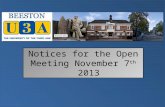 Notices for the Open  Meeting  November 7 th 2013