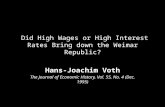 Did High Wages  or  High Interest Rates Bring down the Weimar Republic?