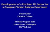 Development of a Precision Tilt Sensor for a Cryogenic Torsion Balance Experiment