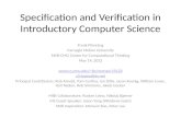 Specification and Verification  in  Introductory Computer Science
