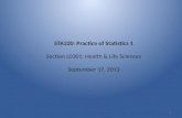STA220: Practice of Statistics 1 Section L0301: Health & Life Sciences September 17, 2013