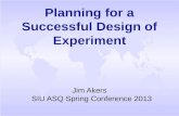 Planning  for a Successful Design of  Experiment