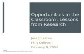 Creating Civic  Opportunities in the Classroom: Lessons from Research
