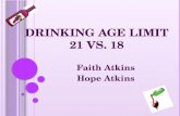 Drinking age limit 21 vs. 18