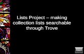 Lists Project – making collection lists searchable through Trove