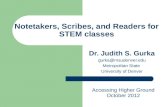 Notetakers, Scribes, and Readers for STEM classes