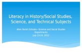 Literacy in History/Social Studies,  Science, and Technical Subjects