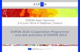 ESPON Open Seminar 3-4 June 2014 in Nafplion, Greece
