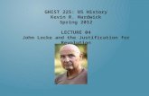 GHIST 225: US History Kevin R. Hardwick Spring 2012 LECTURE  04