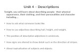 Unit 4 – Descriptions