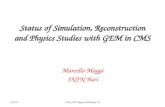 Status of Simulation, Reconstruction and Physics Studies with GEM in CMS