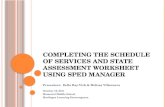 Completing the schedule of services and state assessment worksheet using sped manager