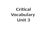 Critical Vocabulary  Unit 3