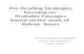 Pre-Reading Strategies focusing on  Probable Passages based on the work of  Kylene   Beers