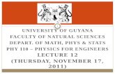 University of Guyana Faculty of Natural Sciences Depart. of Math, PHYs & Stats