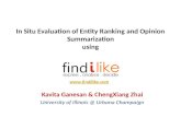 In Situ Evaluation of Entity Ranking and Opinion Summarization using