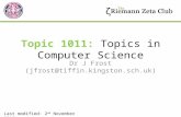 Topic 1011:  Topics in Computer Science