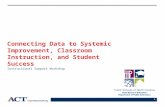 Connecting Data to Systemic Improvement, Classroom Instruction, and Student Success