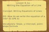 Lesson 6.1a –  Writing the Equation of a Line