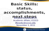 Basic Skills: status, accomplishments, next steps