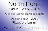 North Penn Ski & Board Club General  Membership meeting