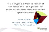 Elaine Pattison Newman University College TEAN Conference 2012